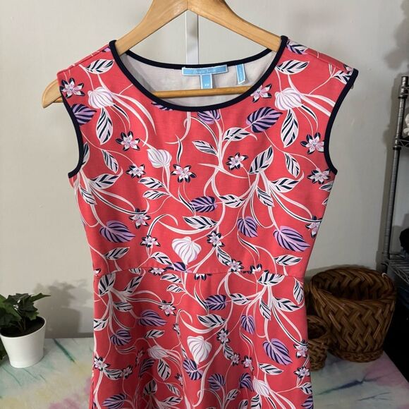 Draper James Coral Ponte A-Line Mini Dress with Cap Sleeves women’s XS floral - Picture 3 of 5